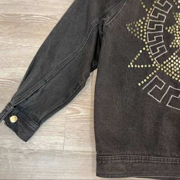 I.B. Diffusion Black Jean Denim Studded jacket - Picture 7 of 8